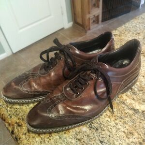 Galizio Torresi Sport Italian Mens 44 / US 10 Leather Brown Dress Shoes Wingtip